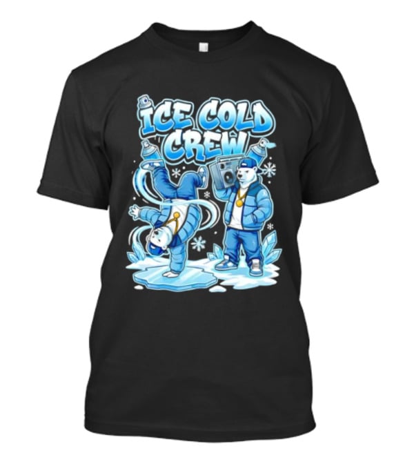 Ice Cold Crew Hip Hop Polar Bear Breakdance Christmas Snowflakes T-Shirt