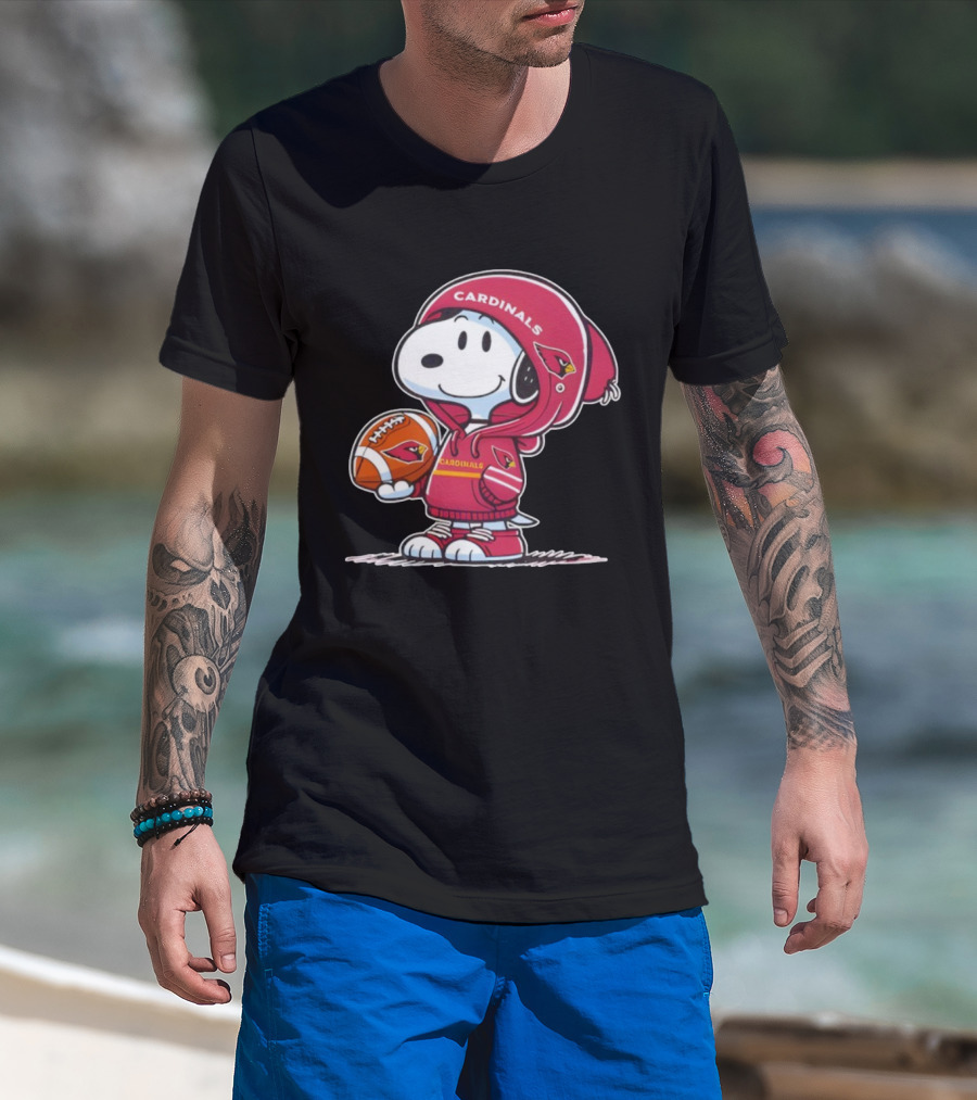 Snoopy Arizona Cardinals Football And Ball T-Shirt