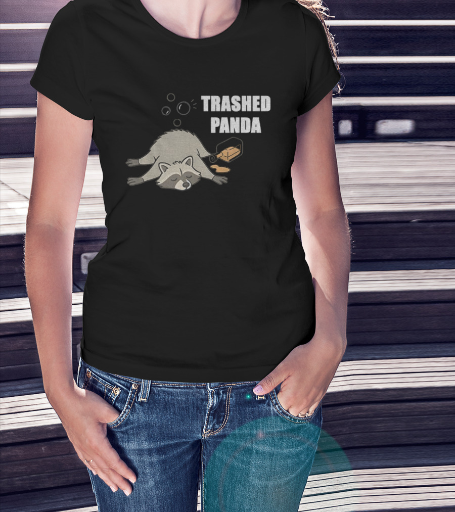 Trashed Panda Raccoon True Story Virginia Liquor Adventure T-Shirt