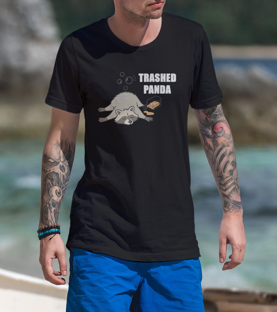 Trashed Panda Raccoon True Story Virginia Liquor Adventure T-Shirt