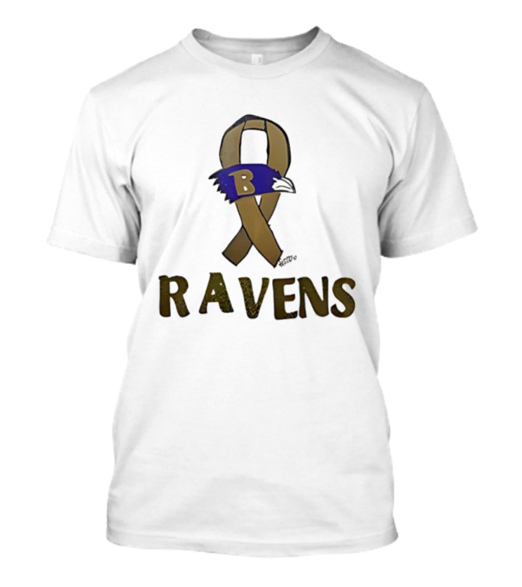 Baltimore Ravens Ribbon B Logo Fan Apparel Ravens NFL Team T-Shirt