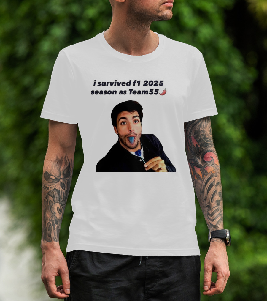 I Survived F1 2025 Season As Team55 Carlos Sainz Blue Tongue Lollipop T-Shirt