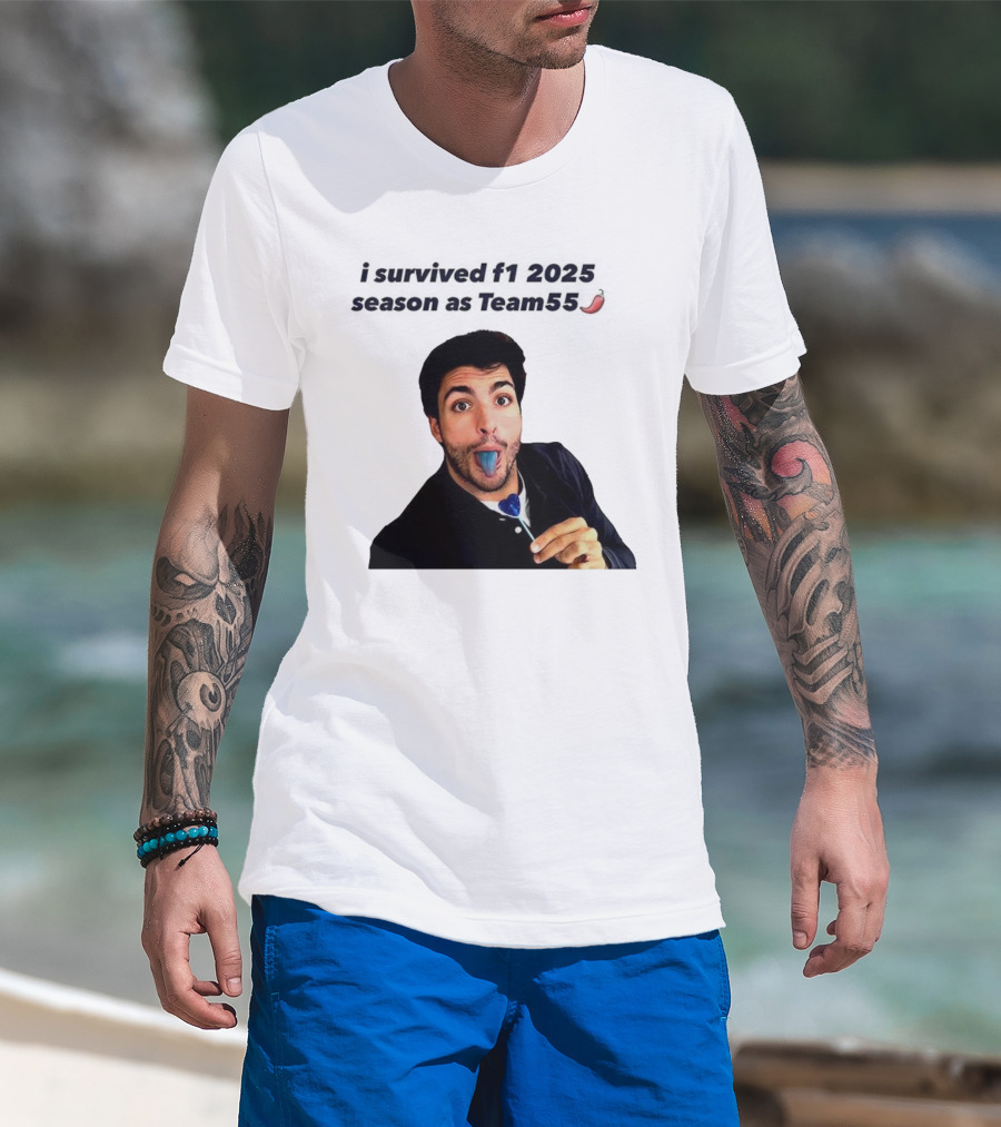 I Survived F1 2025 Season As Team55 Carlos Sainz Blue Tongue Lollipop T-Shirt