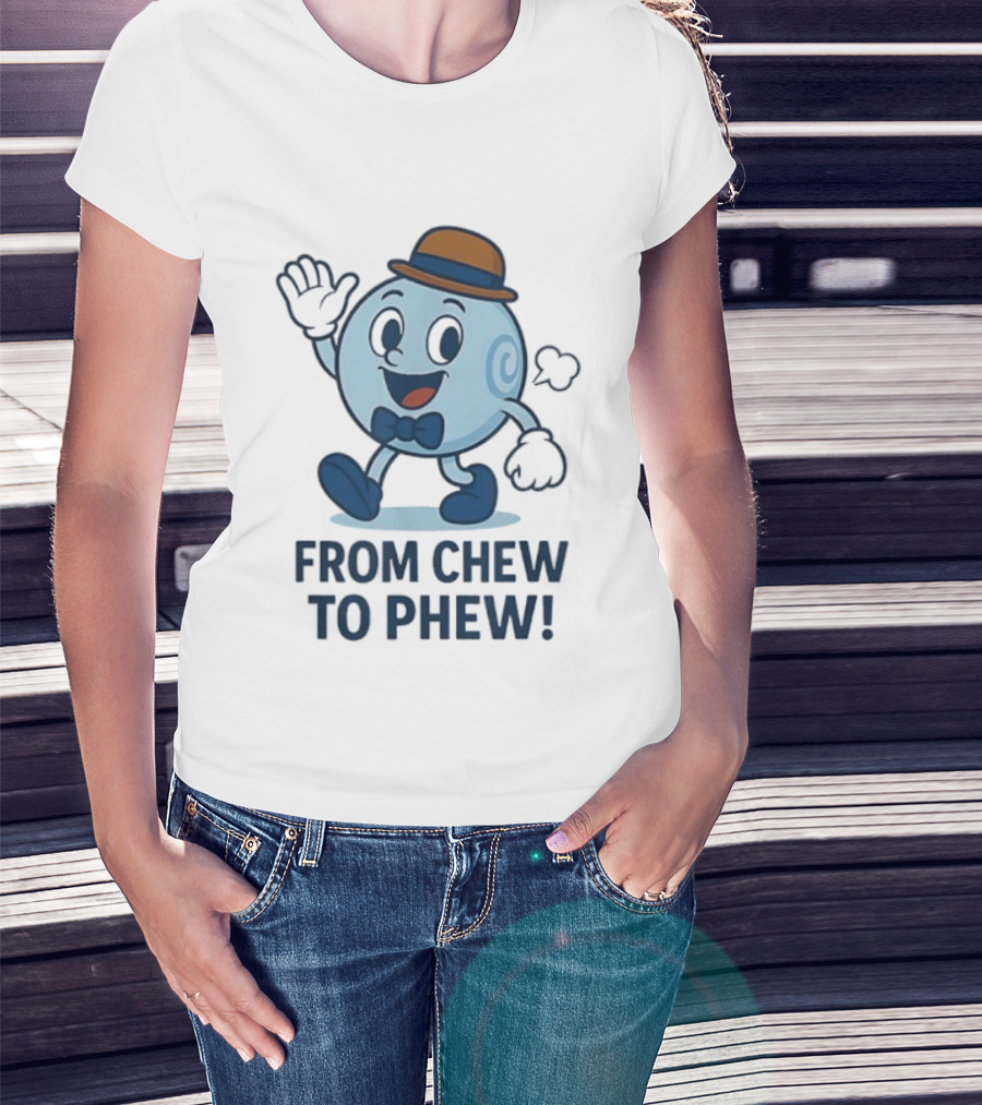 From Chew To Phew Science Mascot With Hat Bowtie And Shoes T-Shirt