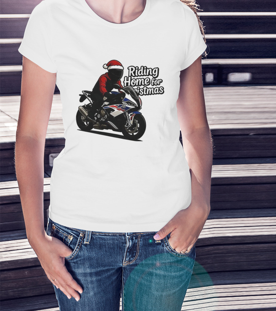 Riding Home For Christmas BMW S1000RR Big Motorbikes T-Shirt