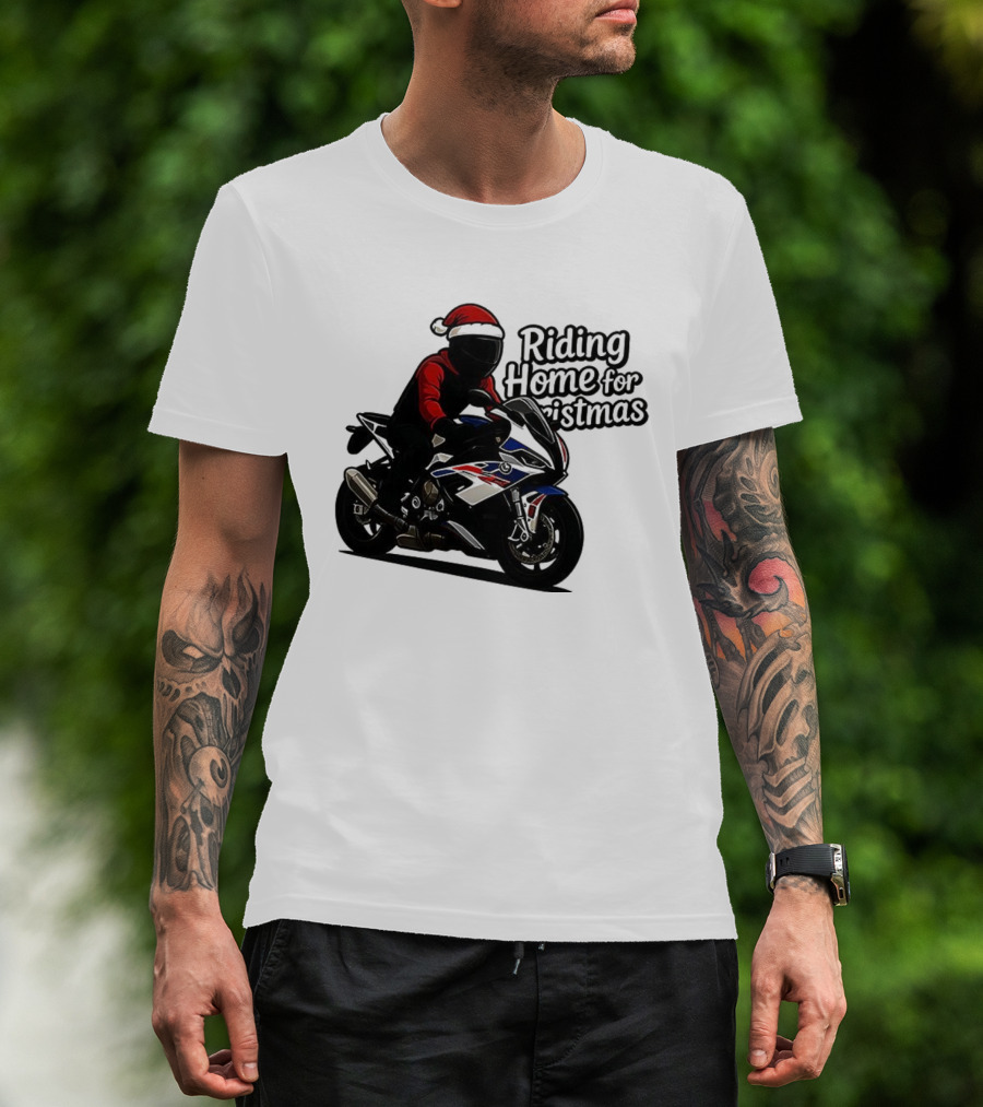 Riding Home For Christmas BMW S1000RR Big Motorbikes T-Shirt