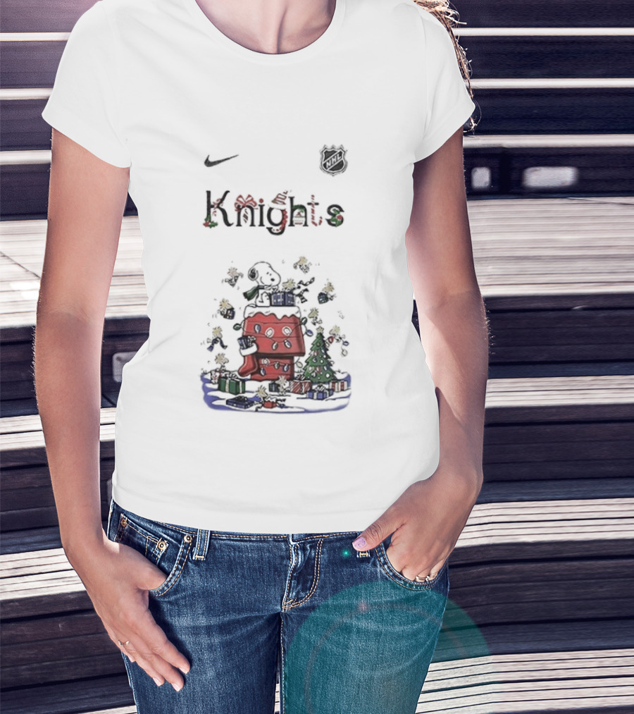 Vegas Golden Knights Peanuts Snoopy Christmas Nike Collaboration T-Shirt