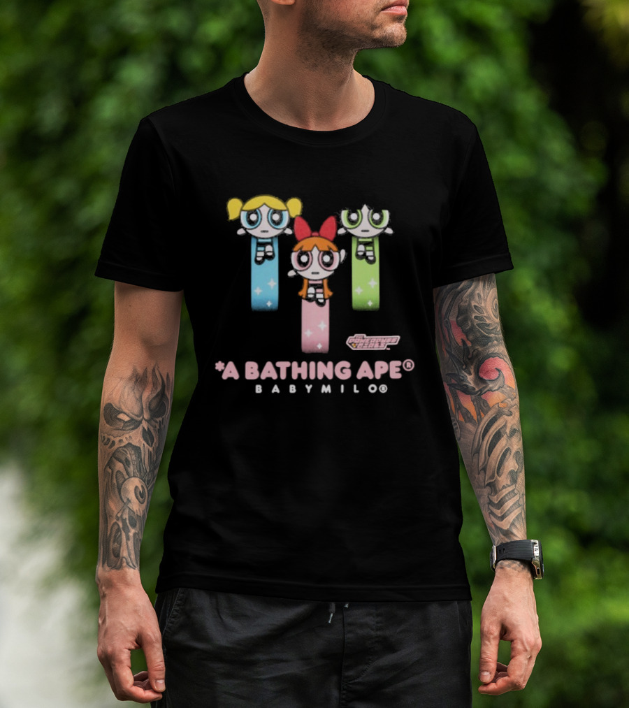 A Bathing Ape Baby Milo X Powerpuff Girls Collaboration Bling Stars T-Shirt