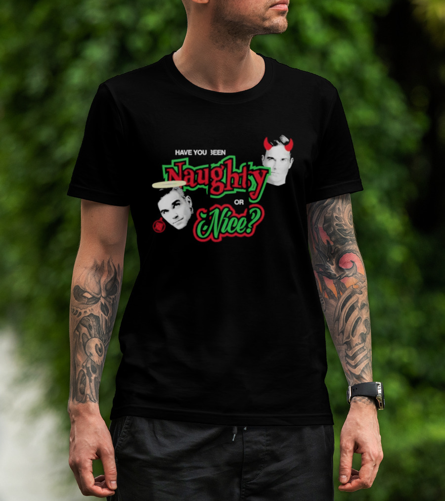 Naughty Or Nice Devil Angel Contrast Faces T-Shirt