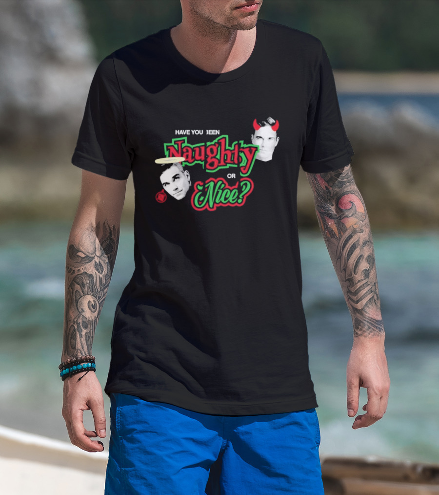 Naughty Or Nice Devil Angel Contrast Faces T-Shirt