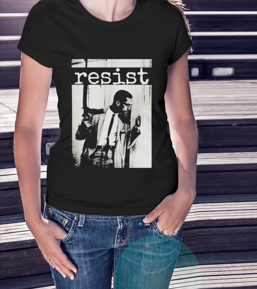 Malcolm X Resist Powerful Message Imagery T-Shirt