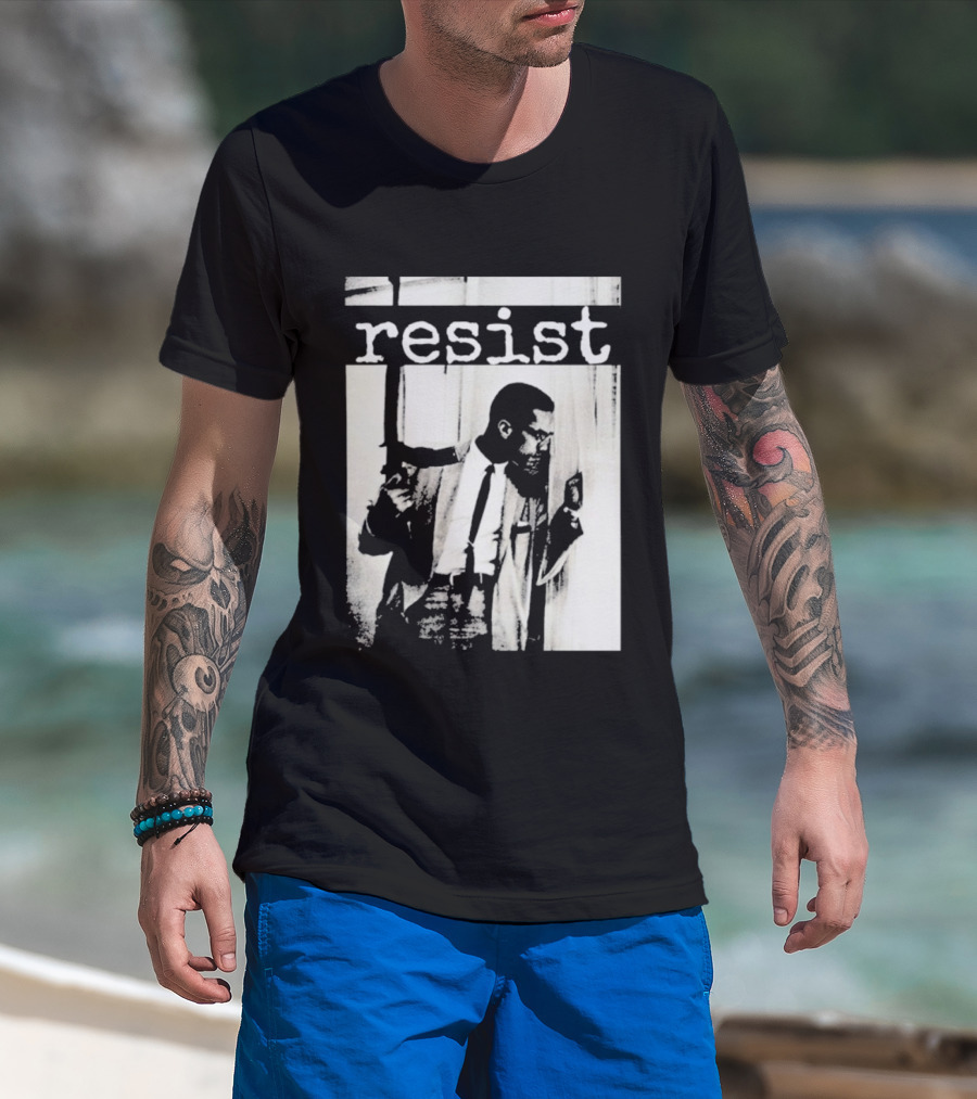 Malcolm X Resist Powerful Message Imagery T-Shirt