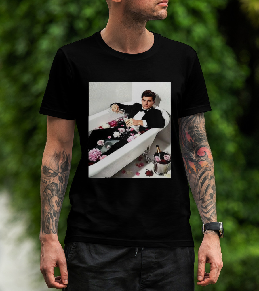 Max Verstappen Oracle Red Bull F1 Elegant Tuxedo Bathtub Roses T-Shirt