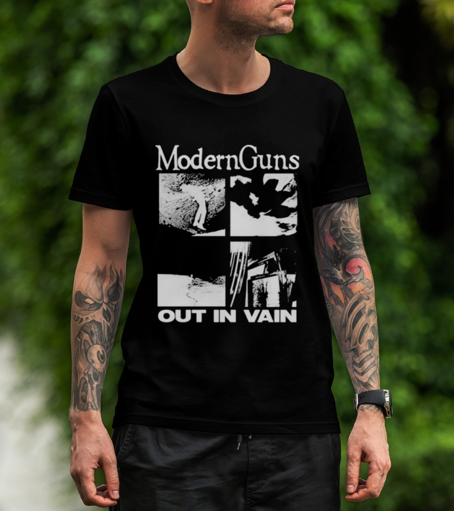 Modern Guns Out In Vain Four-Panel Abstract Imagery T-Shirt