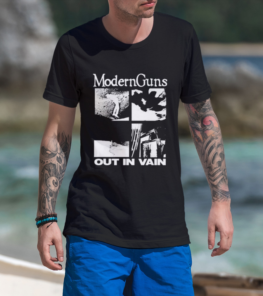 Modern Guns Out In Vain Four-Panel Abstract Imagery T-Shirt