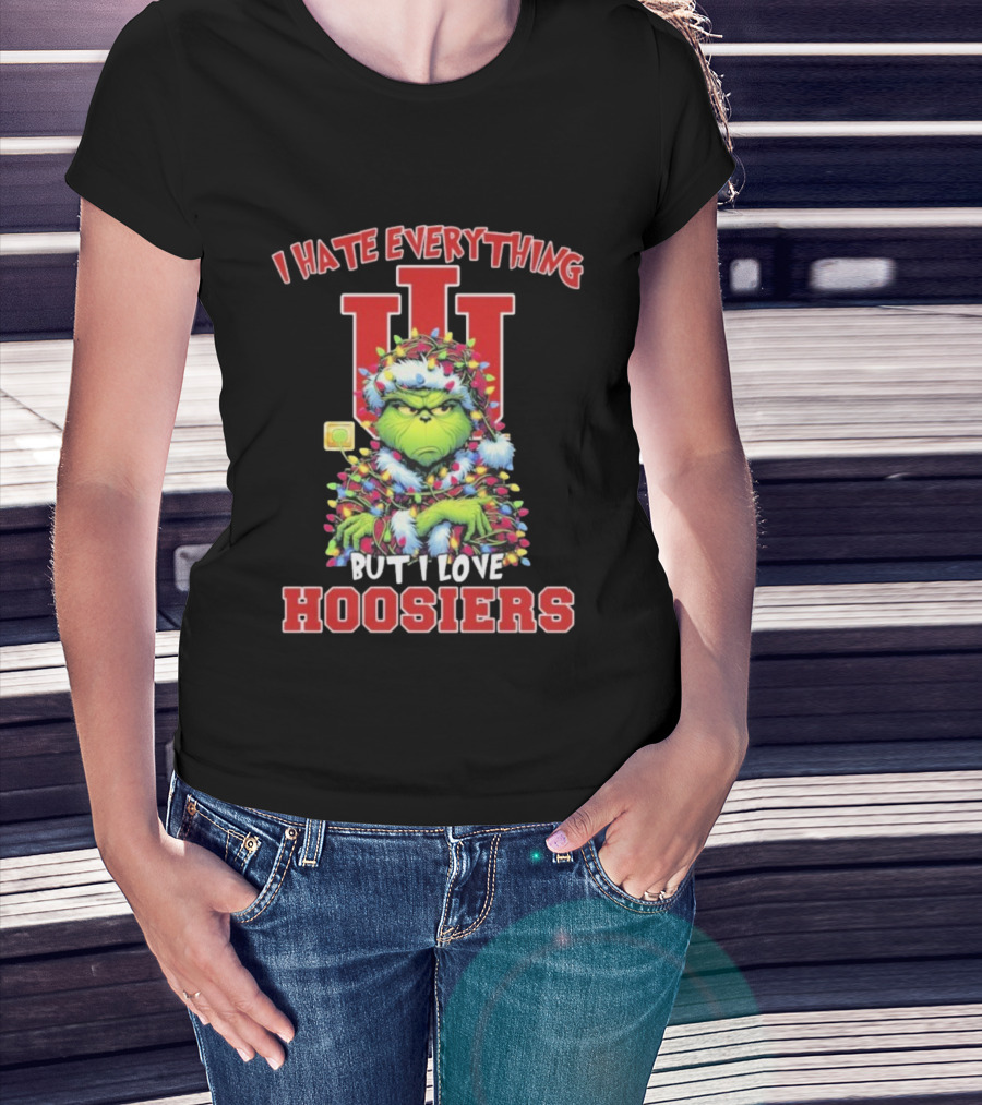 I Hate Everything But I Love Hoosiers Grinch Christmas Indiana T-Shirt