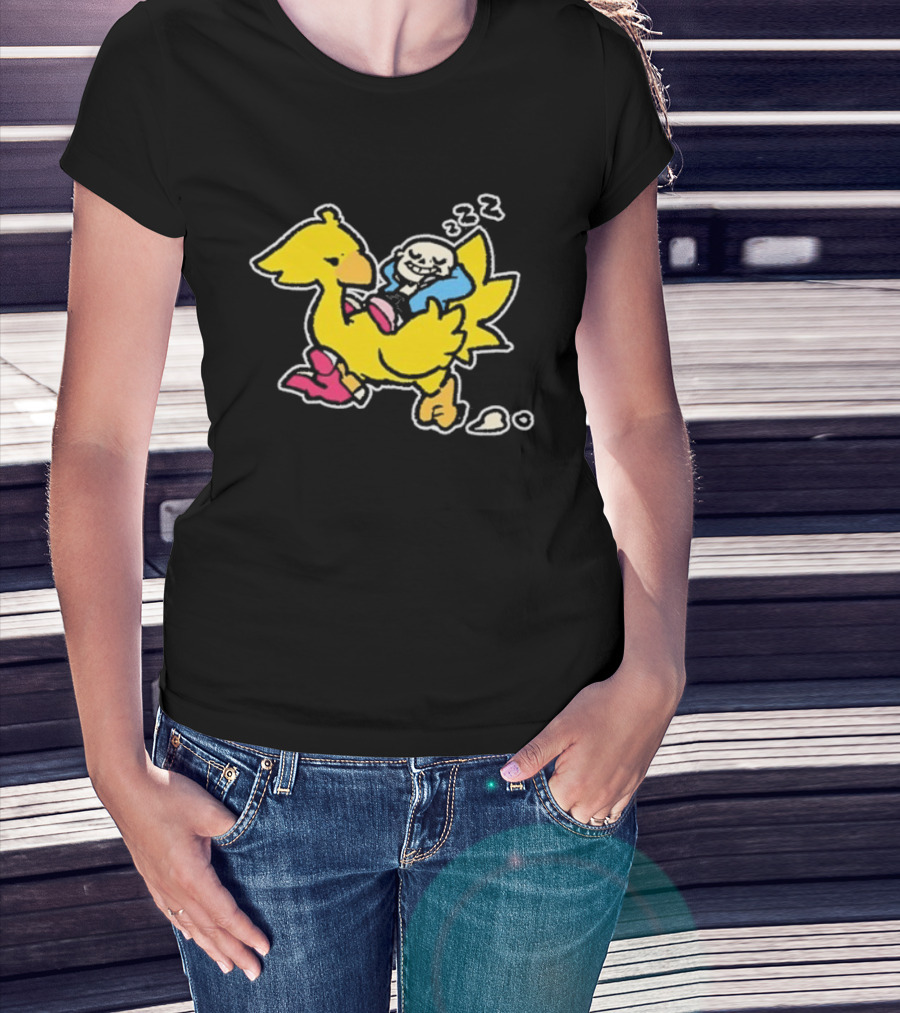 Undertale X Square Enix Sans Riding Chocobo Collaboration T-Shirt