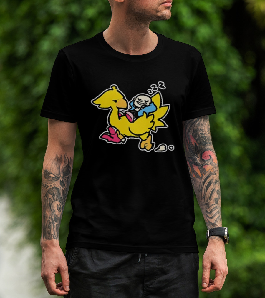 Undertale X Square Enix Sans Riding Chocobo Collaboration T-Shirt