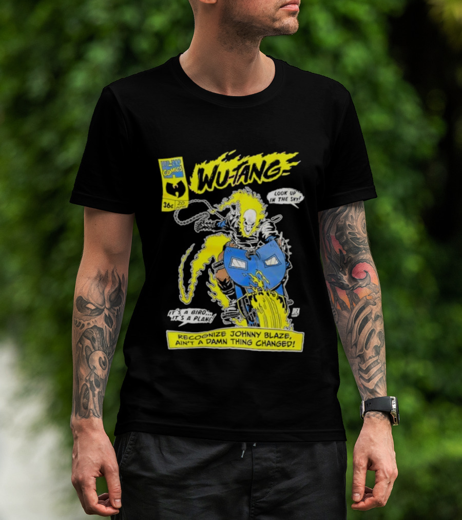 Wu-Tang Ghost Rider Look Up In The Sky WL Super Hero Comics Collab T-Shirt