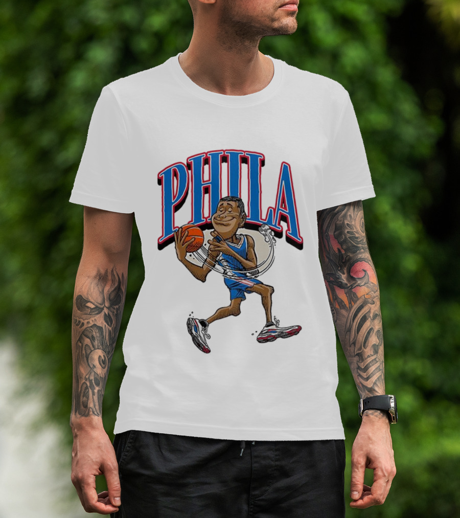 PHILA Basketball Player Cartoon With Ball T-Shirt