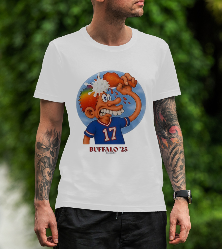 Buffalo Bills Cartoon Character Chicken Wing Helmet 17 Buffalo '25 T-Shirt