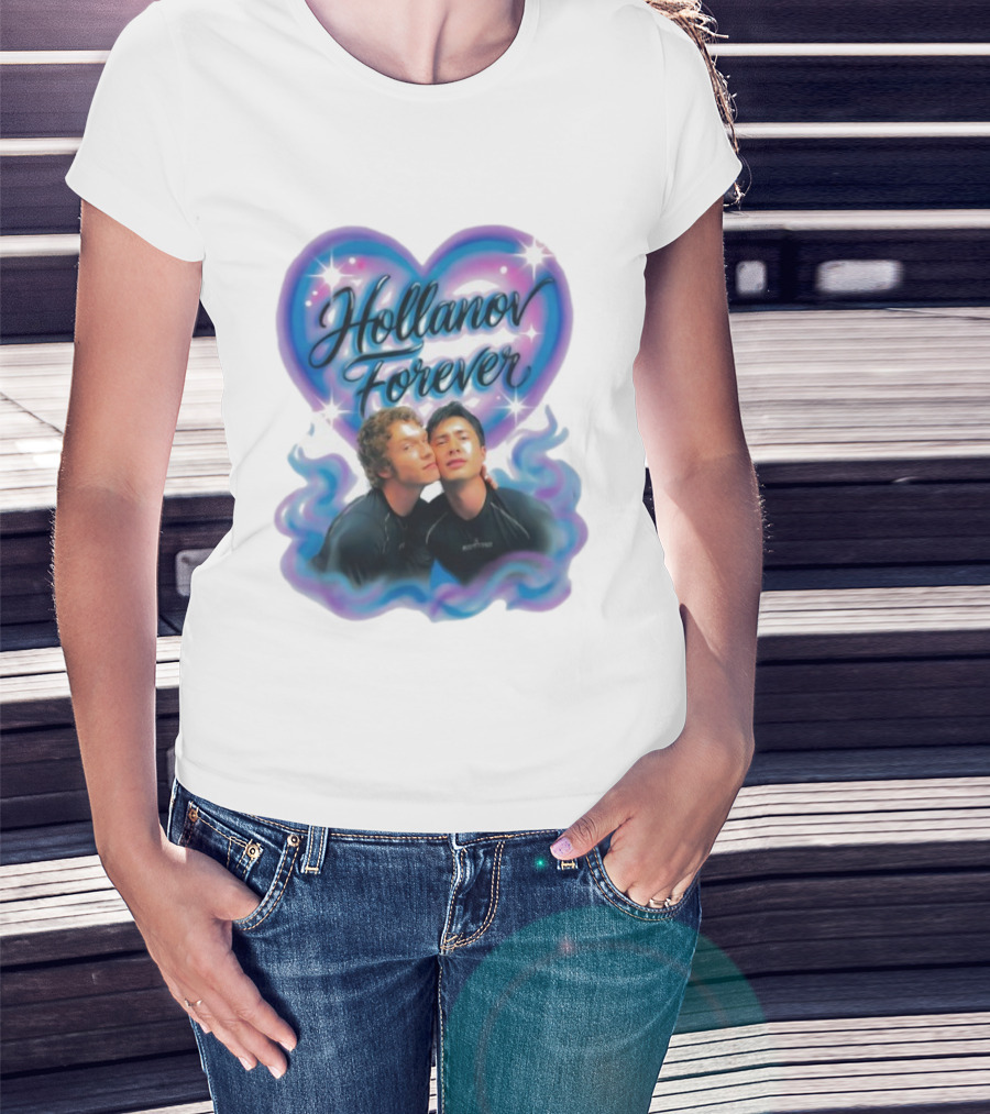 Hollanov Forever Airbrush Heart Blue Pink T-Shirt