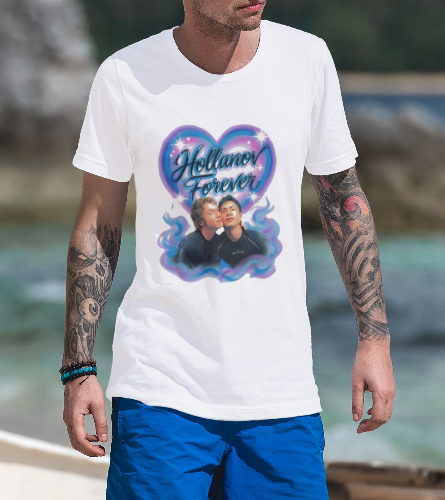 Hollanov Forever Airbrush Heart Blue Pink T-Shirt