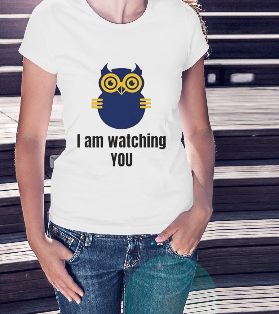 Owl I Am Ing You Blue Yellow Eyes Curvy Wings T-Shirt