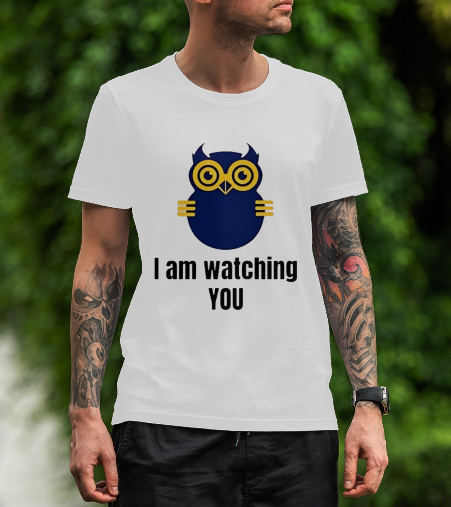 Owl I Am Ing You Blue Yellow Eyes Curvy Wings T-Shirt