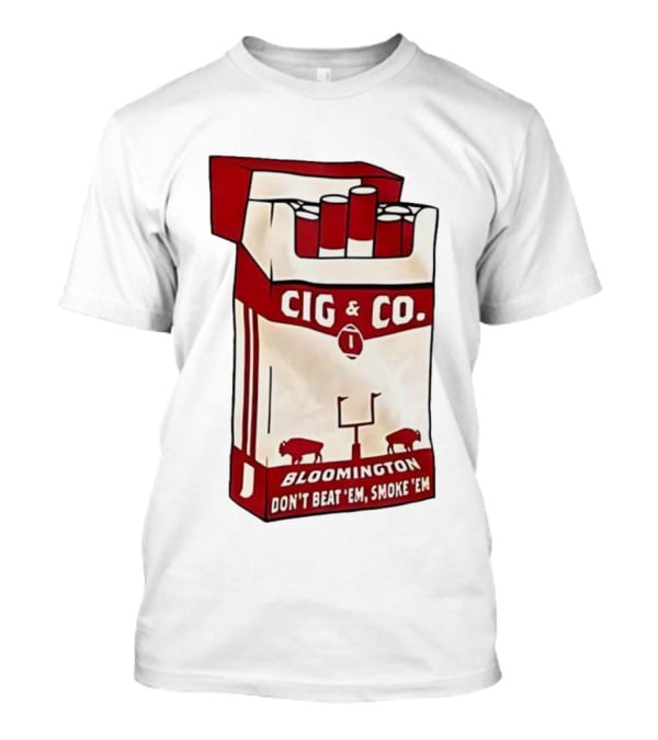 Bloomington Cig & Co Don't Beat 'Em Smoke 'Em Red Pack Football Field Buffalos T-Shirt
