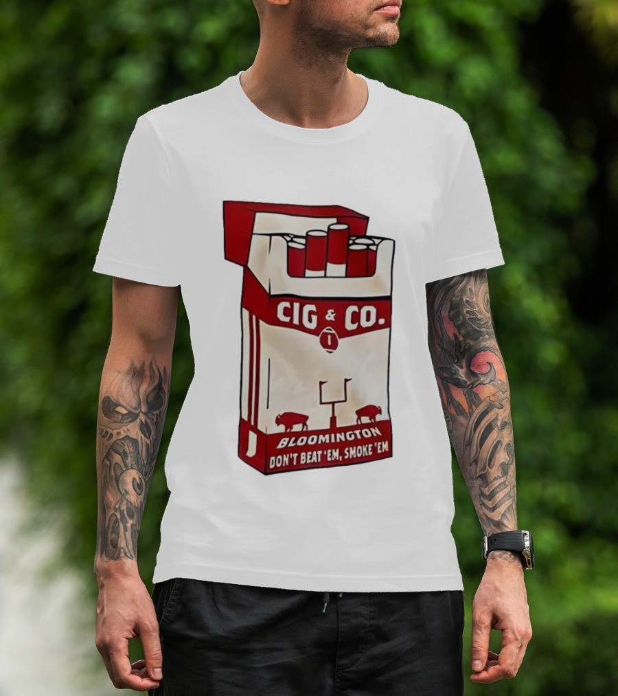 Bloomington Cig & Co Don't Beat 'Em Smoke 'Em Red Pack Football Field Buffalos T-Shirt