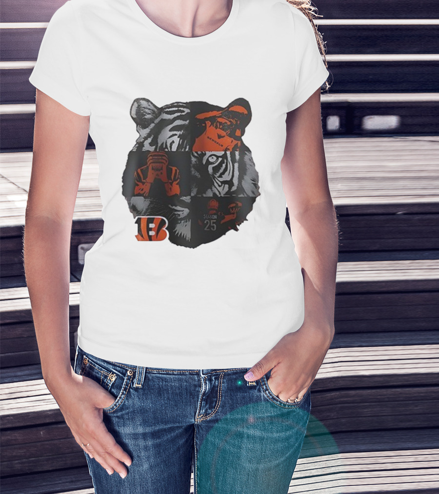 Cincinnati Bengals Season 25 Tiger B Emblem T-Shirt