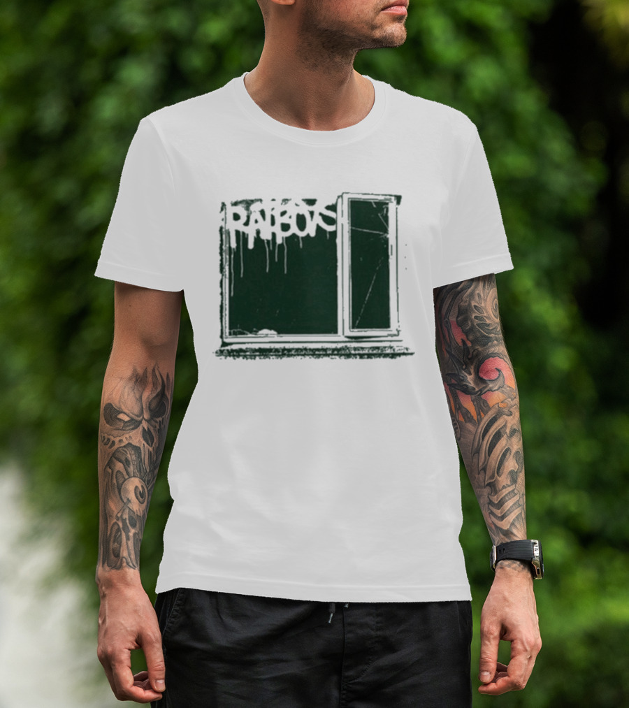 Ratboys Beige Cracked Window Dark Green T-Shirt