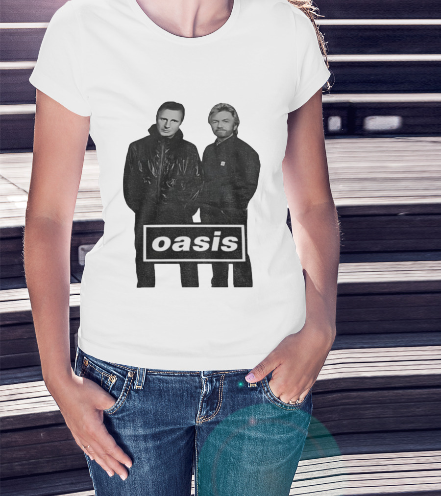 Liam Neeson Noel Edmonds Oasis Band Parody T-Shirt