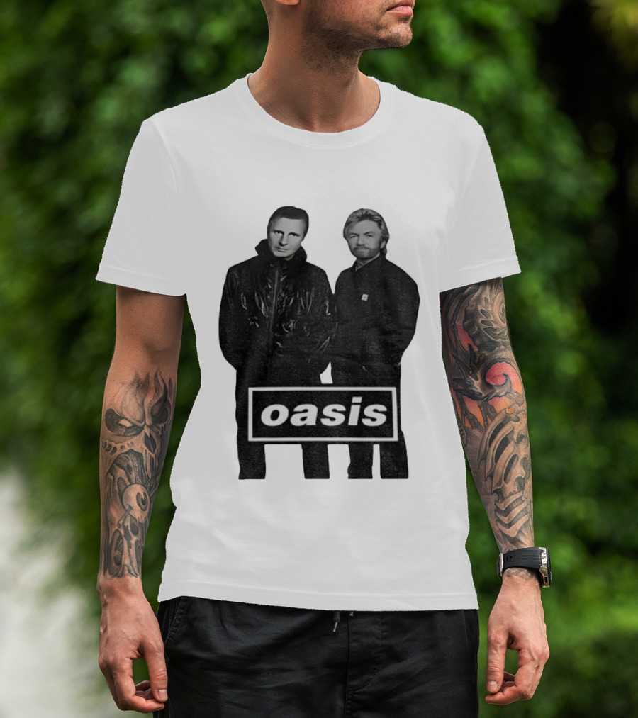 Liam Neeson Noel Edmonds Oasis Band Parody T-Shirt
