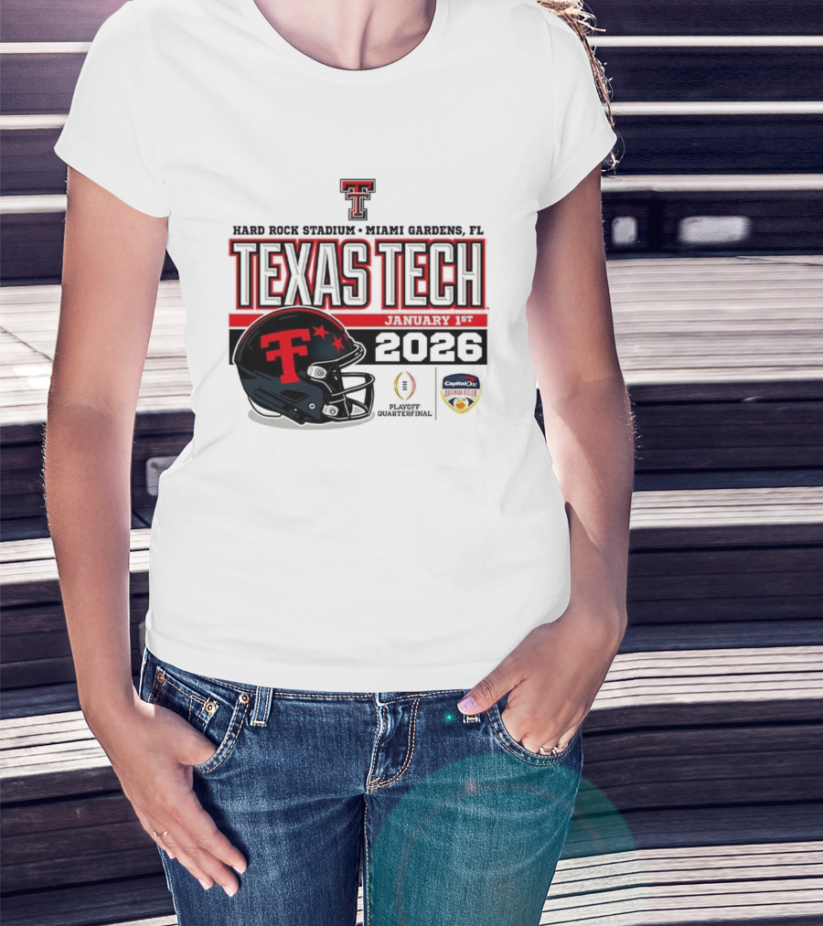 Texas Tech Red Raiders January 1 CFP Hard Rock Stadium College Football Playoff Helmet T-Shirt