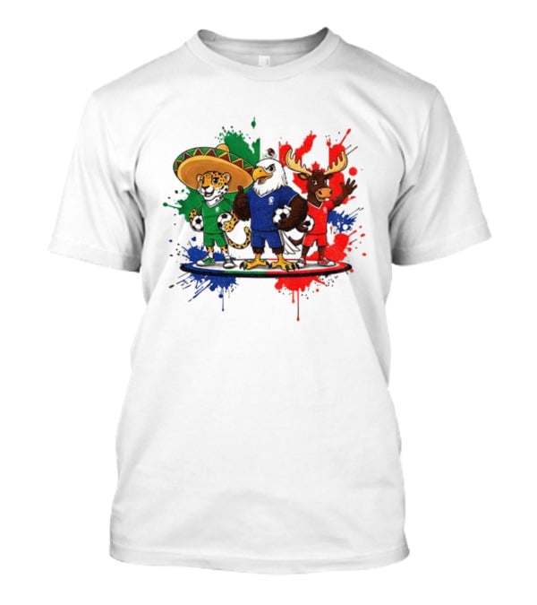 World Cup 2026 Mascot Maple Zayu Clutch Jaguar Eagle Moose Soccer Trio T-Shirt