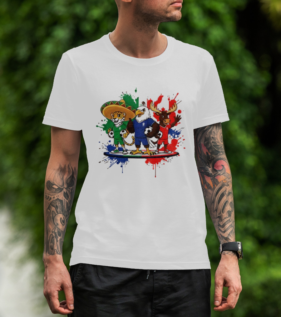 World Cup 2026 Mascot Maple Zayu Clutch Jaguar Eagle Moose Soccer Trio T-Shirt