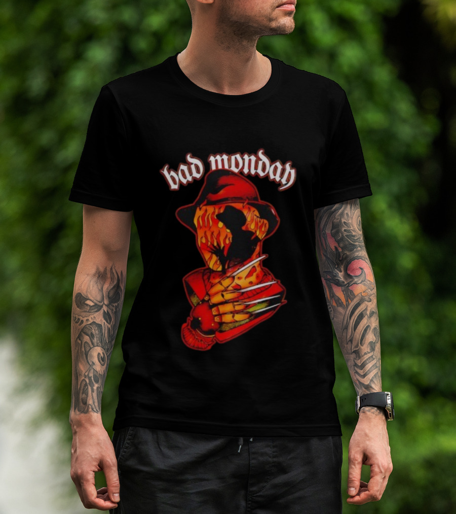 Bad Monday Apparel Flaming Glove Fedora Shadow T-Shirt