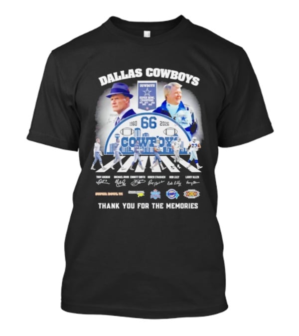 Dallas Cowboys 66 Years Super Bowl Champions Signatures Thank You For The Memories T-Shirt