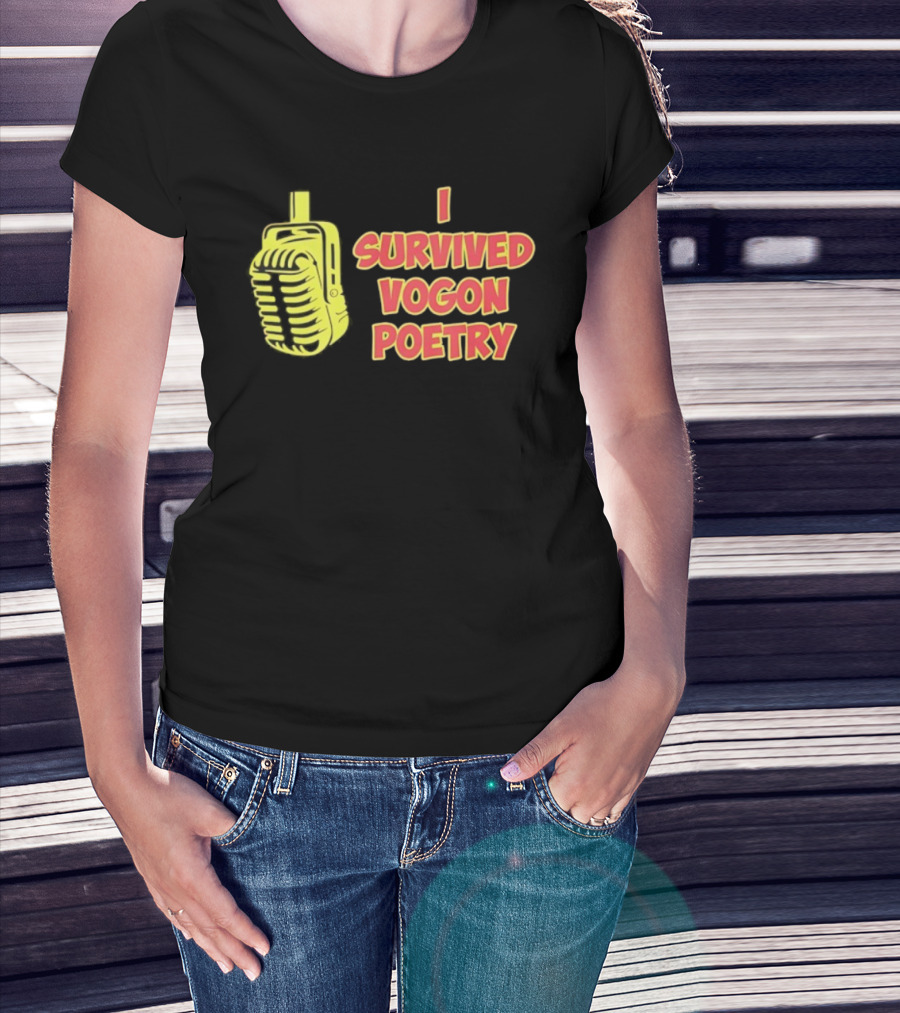 I Survived Vogon Poetry Retro Microphone Theme T-Shirt