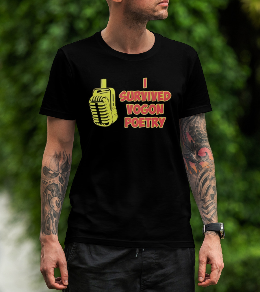 I Survived Vogon Poetry Retro Microphone Theme T-Shirt