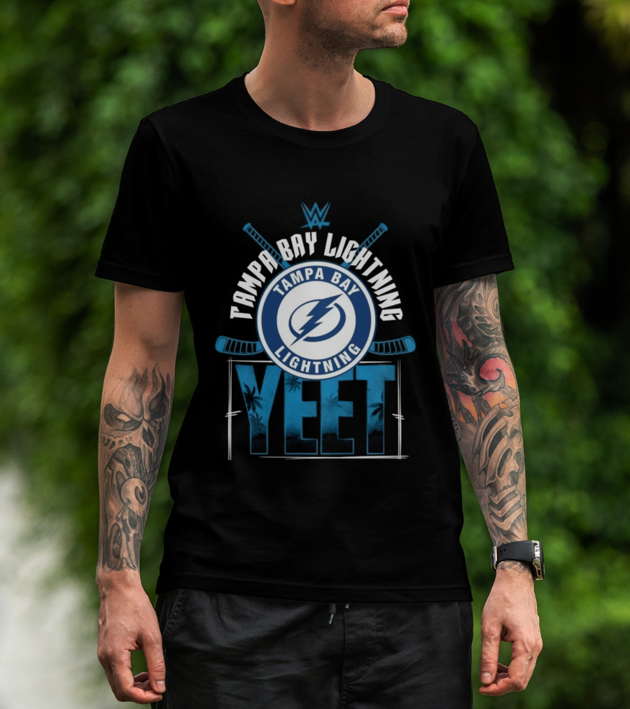 Tampa Bay Lightning YEET Edition Jey Uso WWE Hockey Crossover T-Shirt