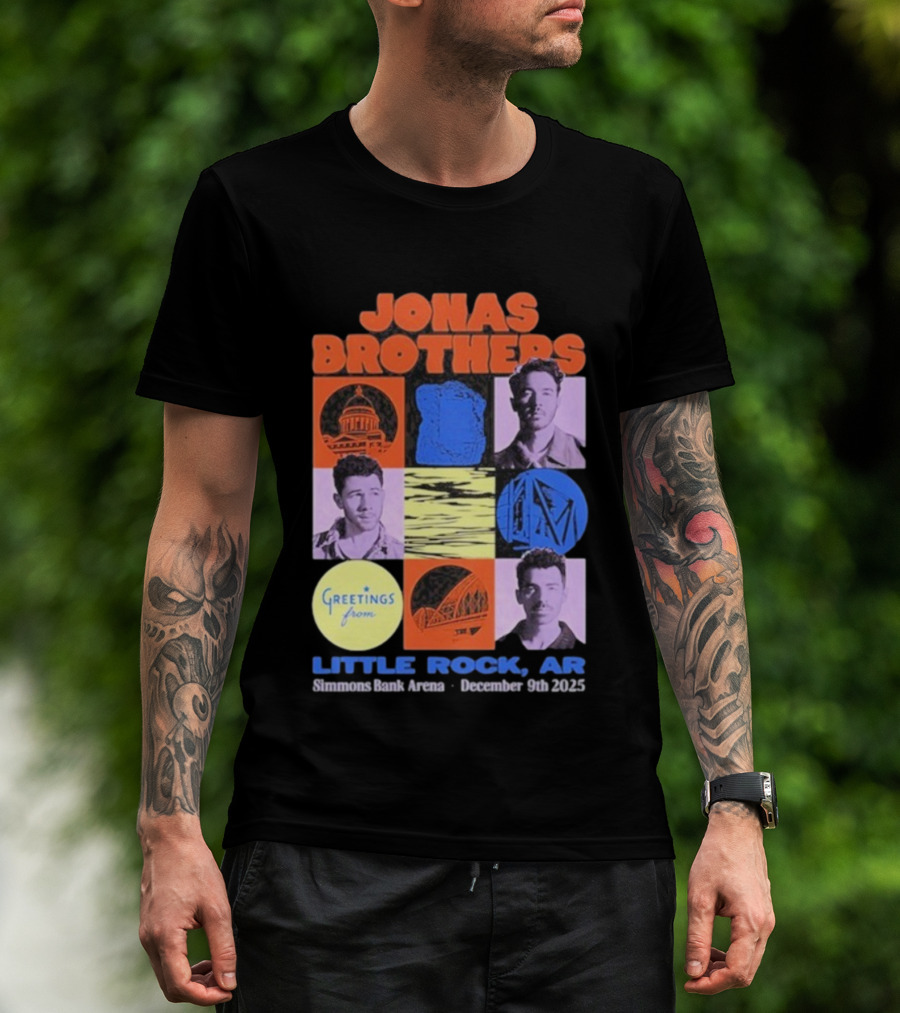 Jonas Brothers Little Rock AR Simmons Bank Arena December 9 2025 Tour Greeting T-Shirt