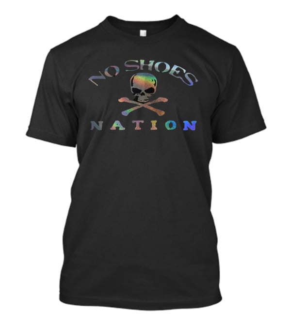 No Shoes Nation Skull Crossbones Hologram T-Shirt