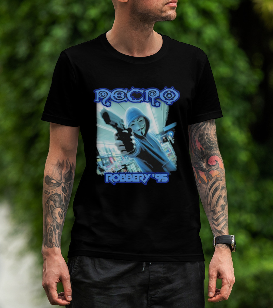 Necro Robbery '95 Hacker Mask Gun Store T-Shirt
