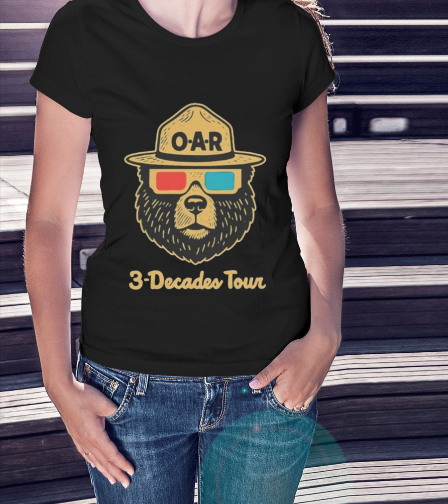 OAR Of A Revolution 3 Decades Tour Bear With Hat And 3D Glasses 2025 2026 T-Shirt