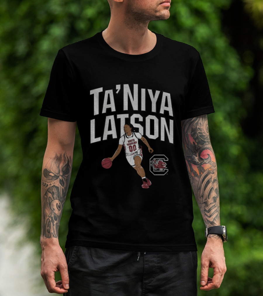 South Carolina Basketball Ta'Niya Latson 2025 Player Dribbling Gamecocks Icon T-Shirt