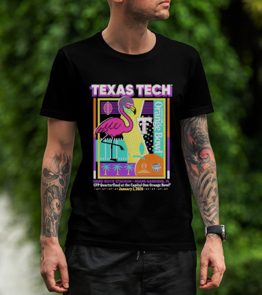 Texas Tech Red Raiders 2025 College Football Playoff Orange Bowl January 2 Miami T-Shirt