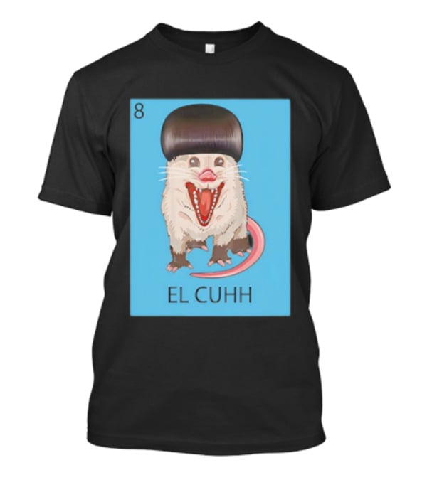 Takuache Loteria El Cuhh Card Number 8 Possum Art Cartoon Style T-Shirt